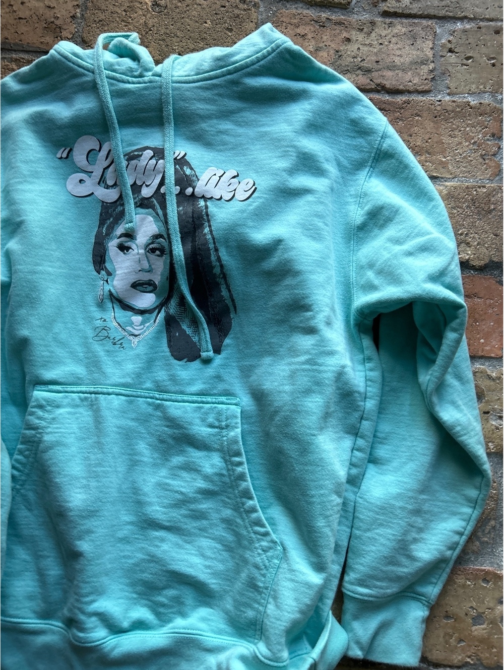 Independent Trading Company Light Blue Hoodie with Graphic Print, Medium